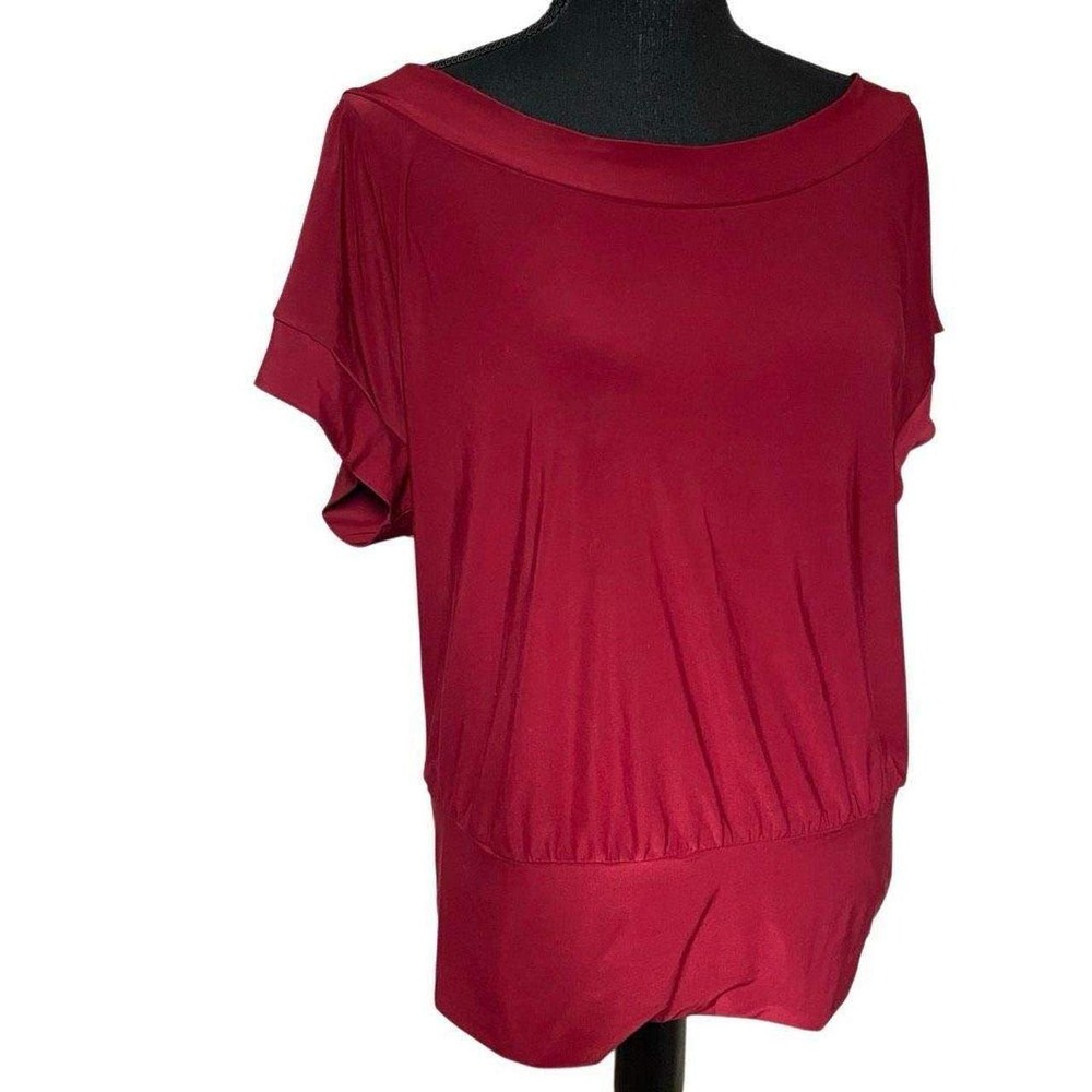 The Limited Merlot Red Wide Neck Dolman Blouson Top N0585
